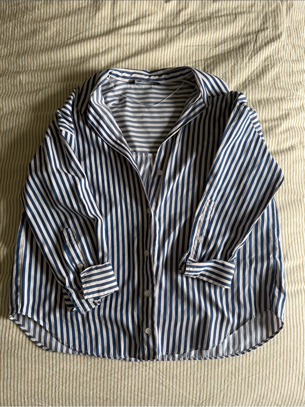 Zara Blue and White Striped Blouse